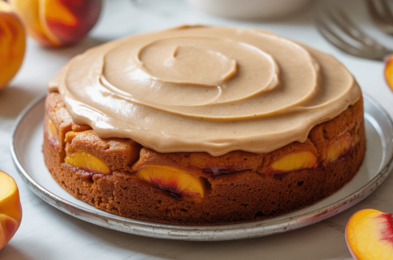 Peach Cake with Brown Sugar Frosting
