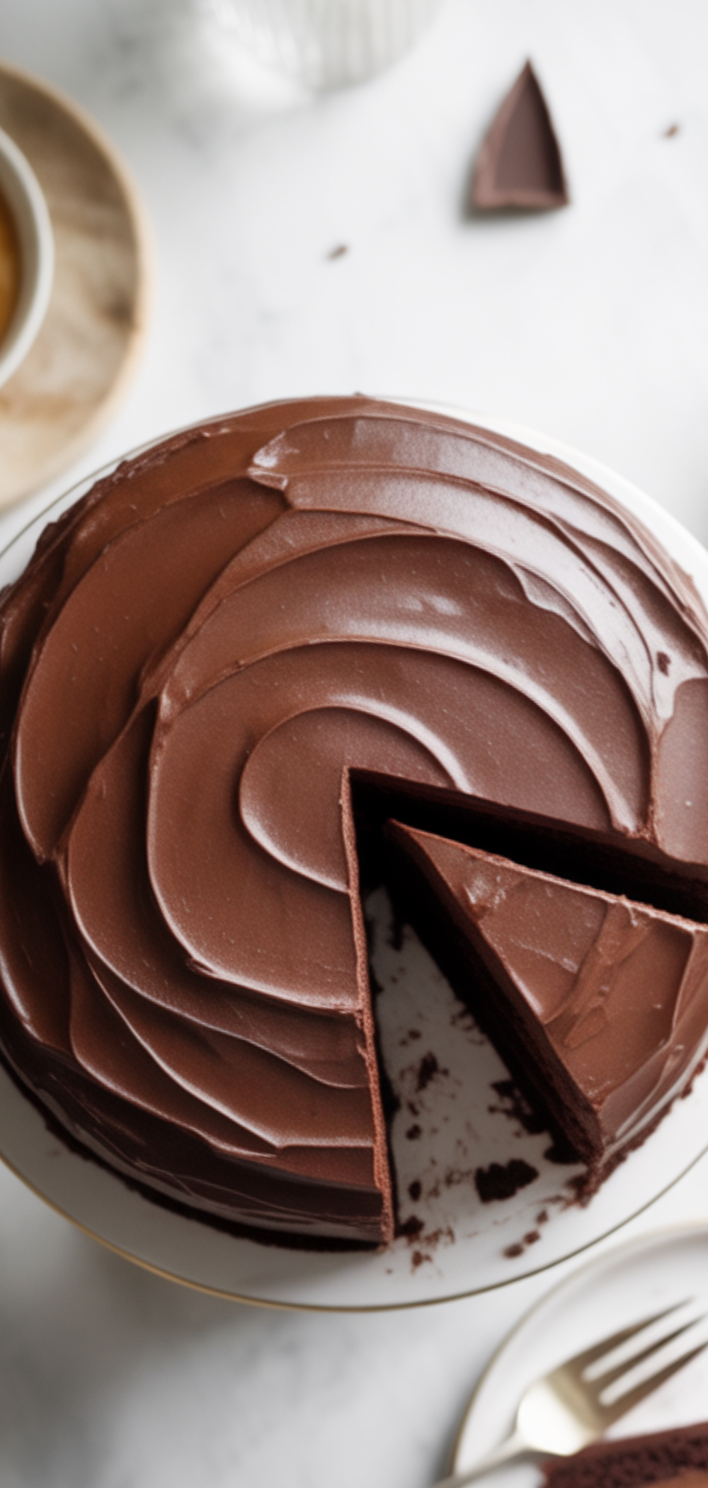 “Homemade Midnight Fudge Cake cooling on a rack with melted chocolate on top.”
