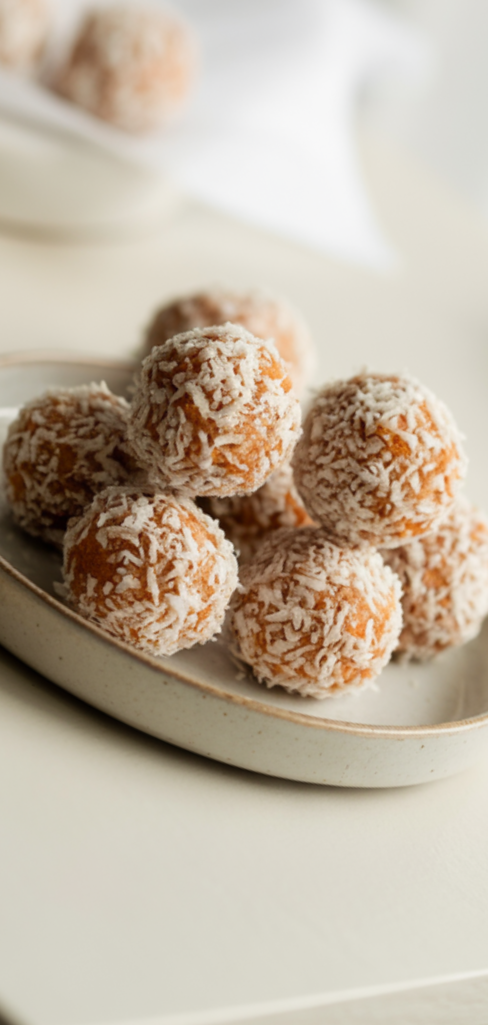 A large mixing bowl filled with the combined mixture for the no-bake bites. The mixture is a rich brown color with visible orange flecks of carrot and chewy raisins and dates. A wooden spoon is resting in the bowl.