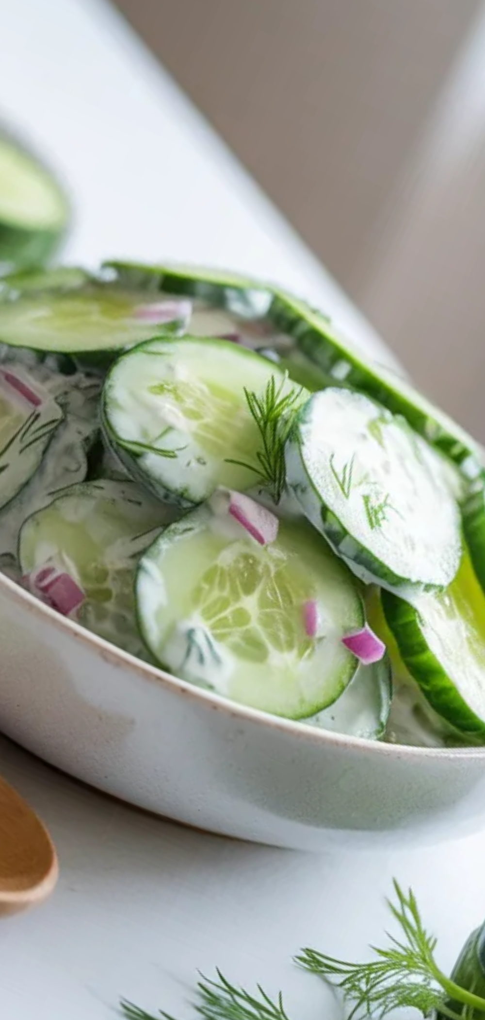 Easy homemade cucumber dill salad with fresh cucumbers and dill