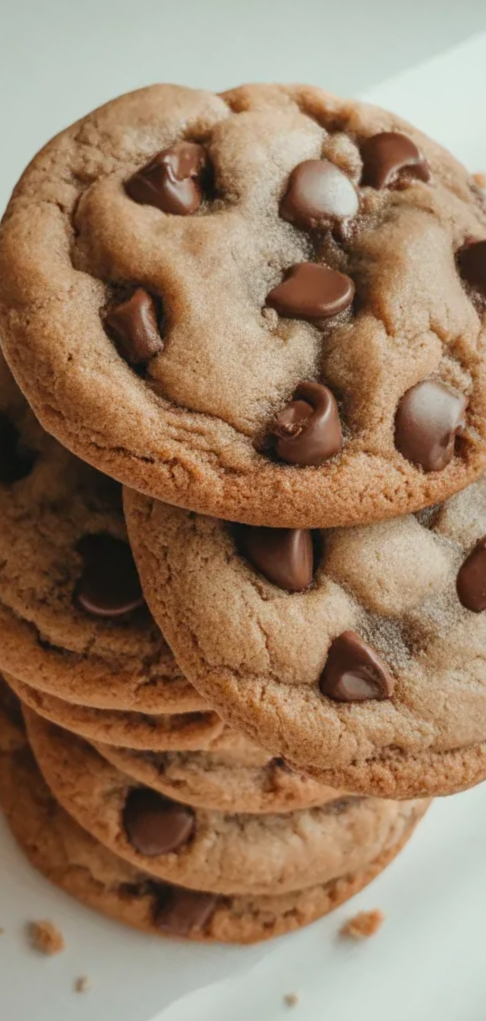 “Close-up of soft and gooey chocolate chip cookies with golden brown edges, styled like a homemade bakery shot”