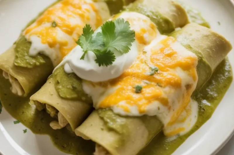 Green Chicken Cream Cheese Enchiladas